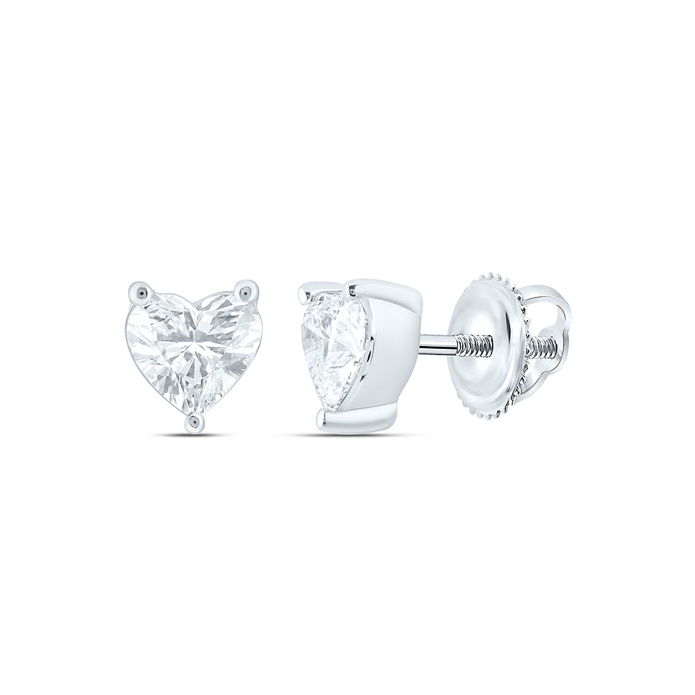 14K Yellow Or White Gold 1/2 Cttw Lab Grown Diamond Heart Solitaire Earring
