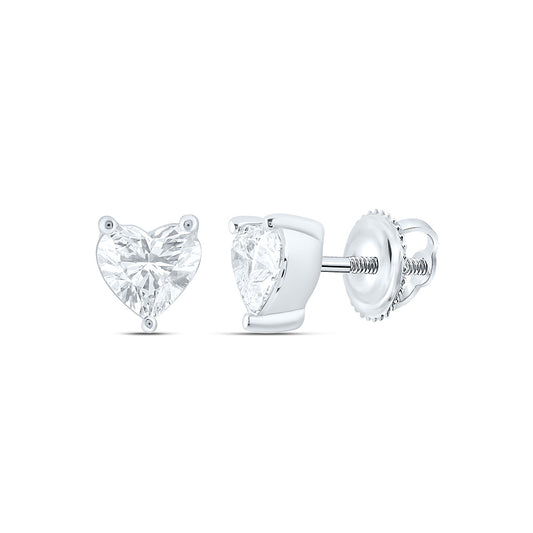 14K Yellow Or White Gold 1/2 Cttw Lab Grown Diamond Heart Solitaire Earring