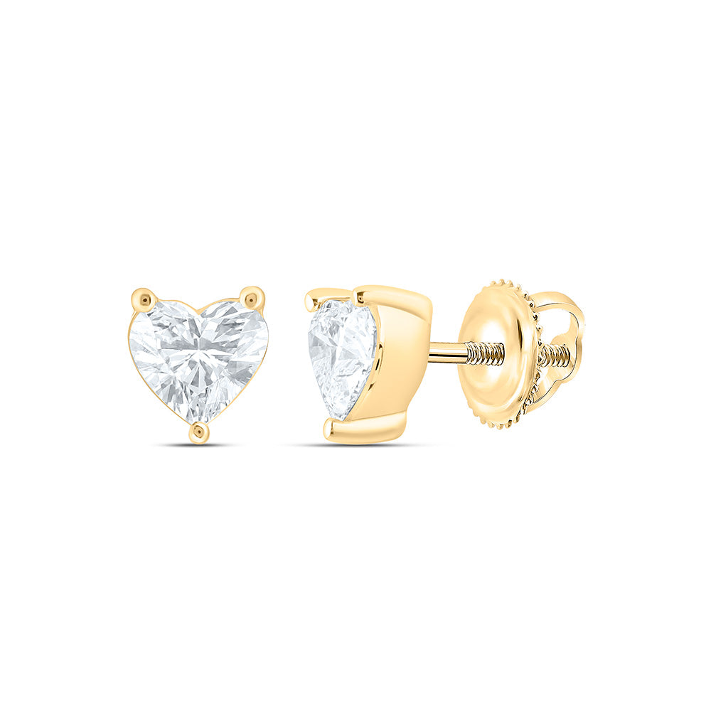 14K Yellow Or White Gold 1/2 Cttw Lab Grown Diamond Heart Solitaire Earring