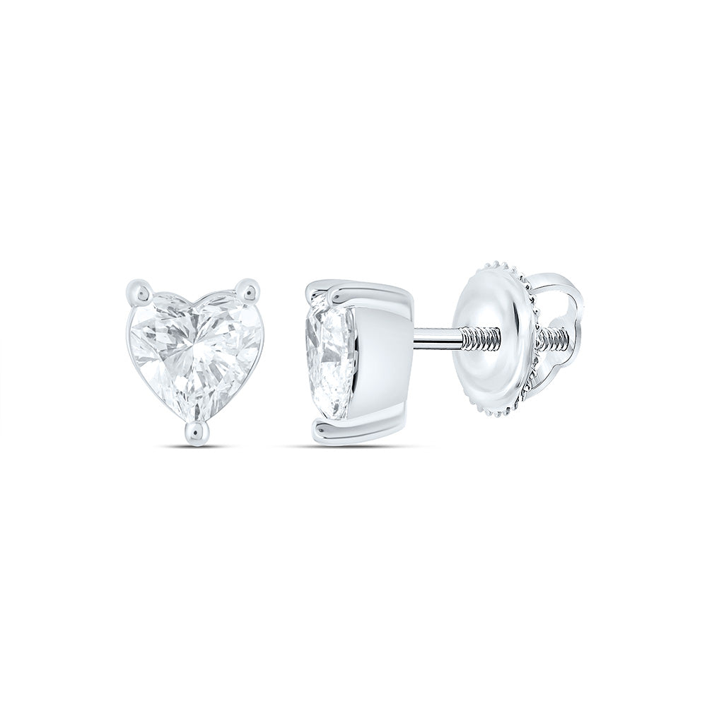 14K Yellow Or White Gold 5/8 Cttw Lab Grown Diamond Heart Solitaire Earring