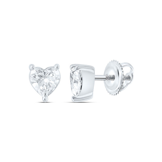 14K Yellow Or White Gold 5/8 Cttw Lab Grown Diamond Heart Solitaire Earring