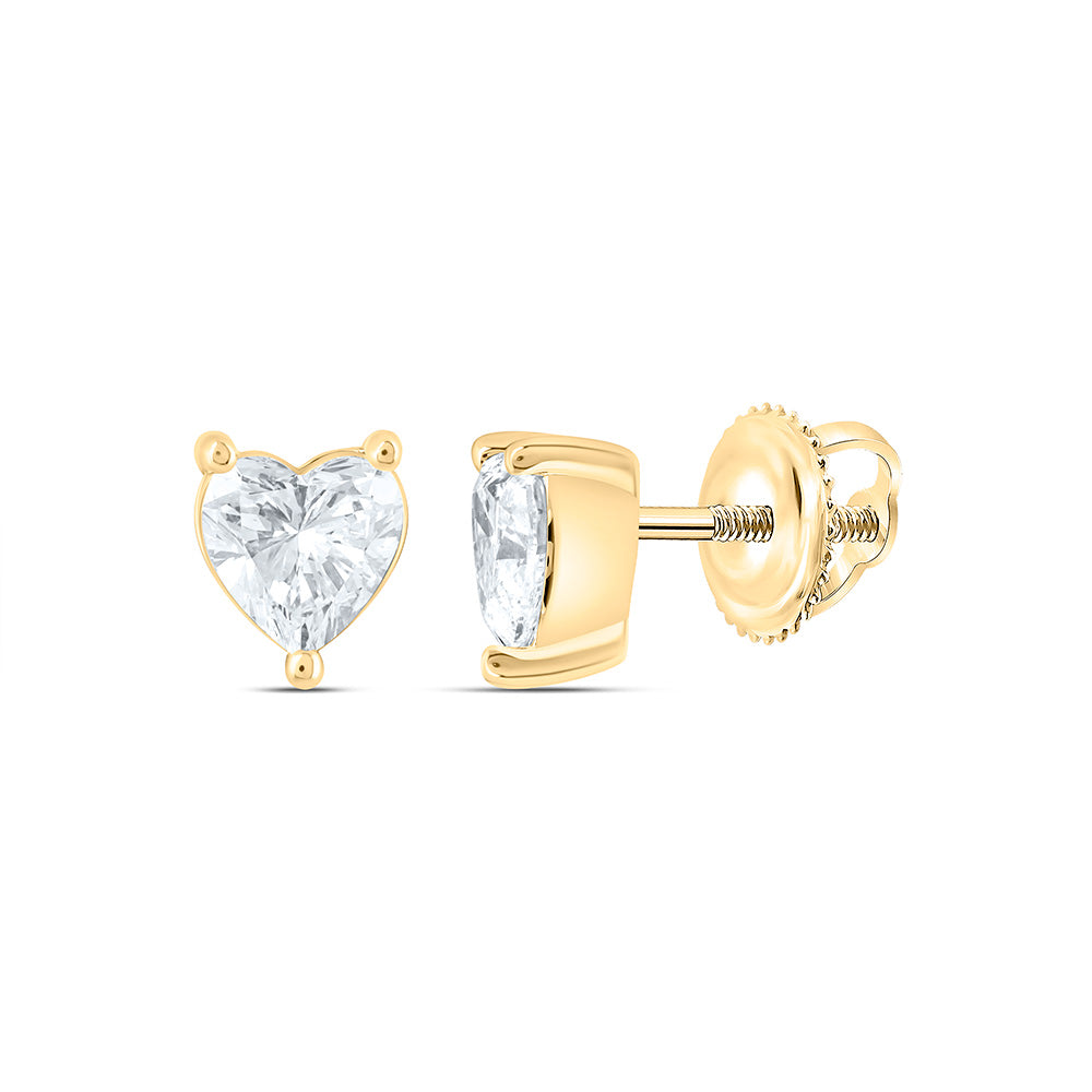 14K Yellow Or White Gold 5/8 Cttw Lab Grown Diamond Heart Solitaire Earring