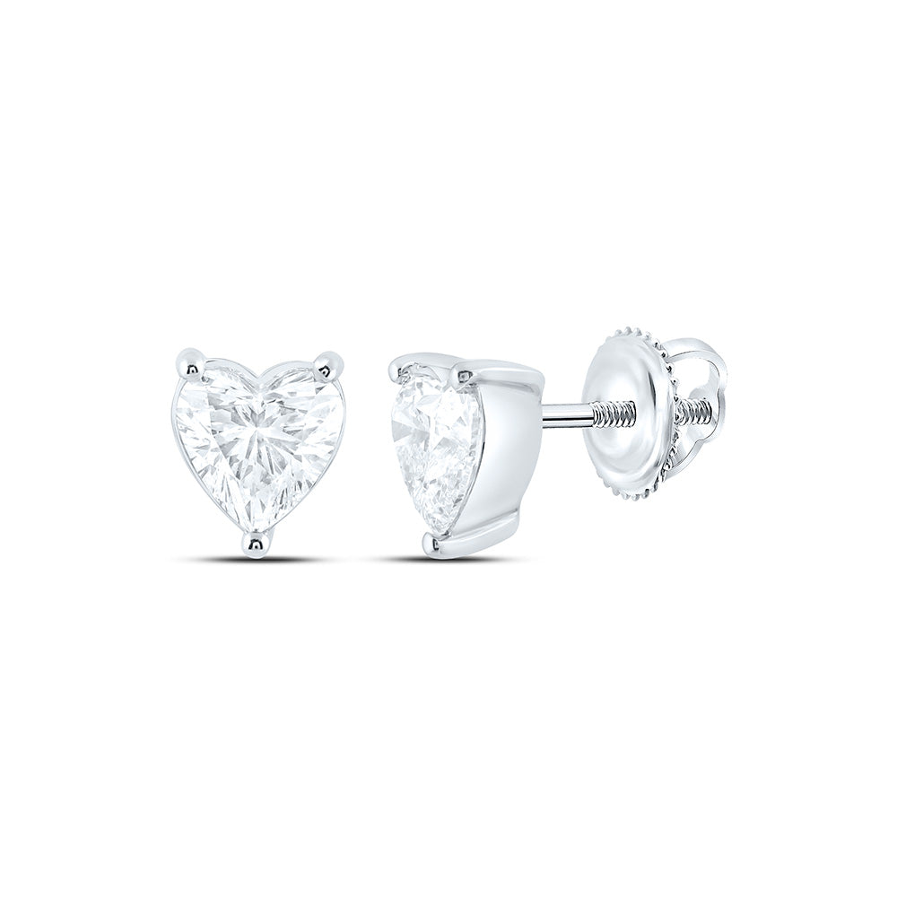 14K Yellow Or White Gold 1 Cttw Lab Grown Diamond Heart Solitaire Earring