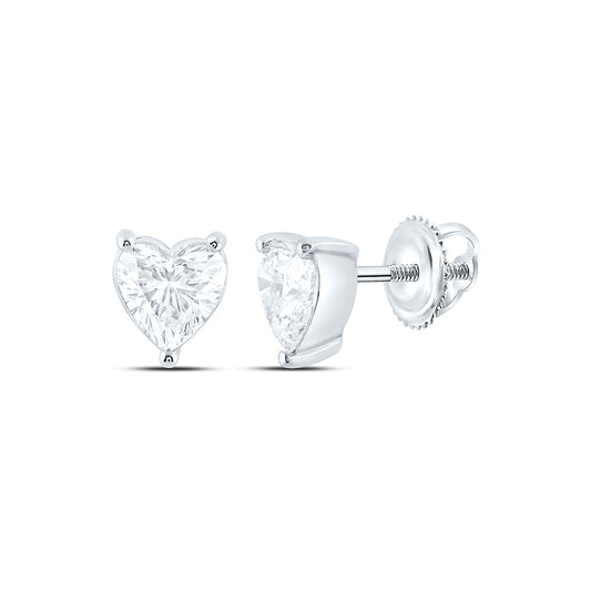 14K Yellow Or White Gold 1 Cttw Lab Grown Diamond Heart Solitaire Earring