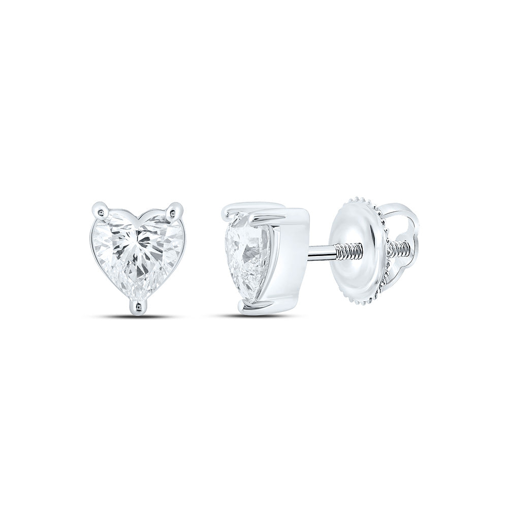 14K Yellow Or White Gold 1 1/2 Cttw Lab Grown Diamond Heart Solitaire Earring