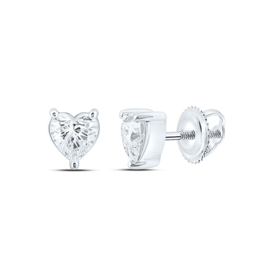 14K Yellow Or White Gold 1 1/2 Cttw Lab Grown Diamond Heart Solitaire Earring
