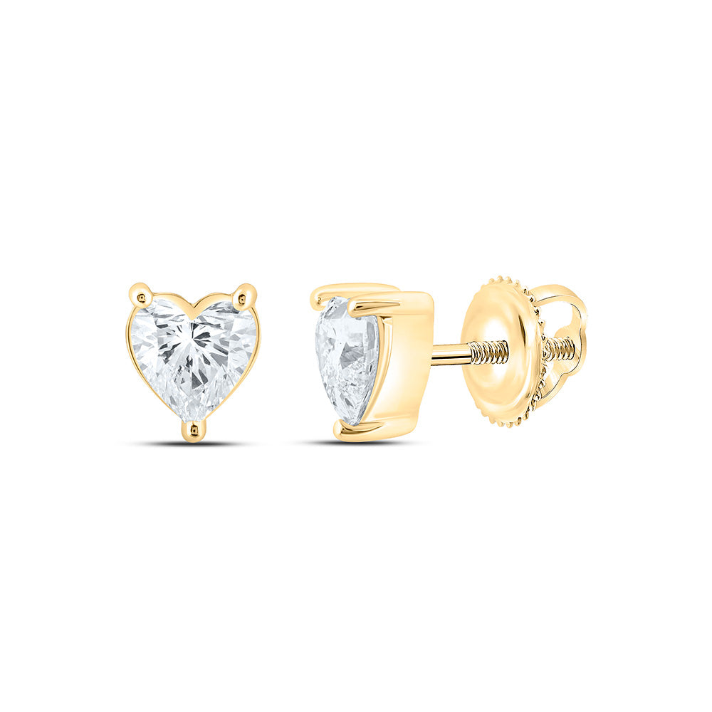 14K Yellow Or White Gold 1 1/2 Cttw Lab Grown Diamond Heart Solitaire Earring