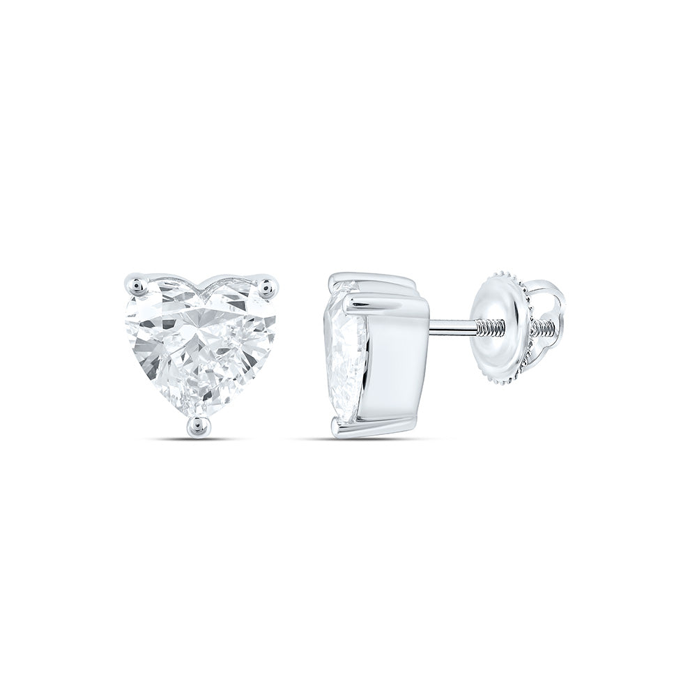 14K Yellow Or White Gold 2 Cttw Lab Grown Diamond Heart Solitaire Earring