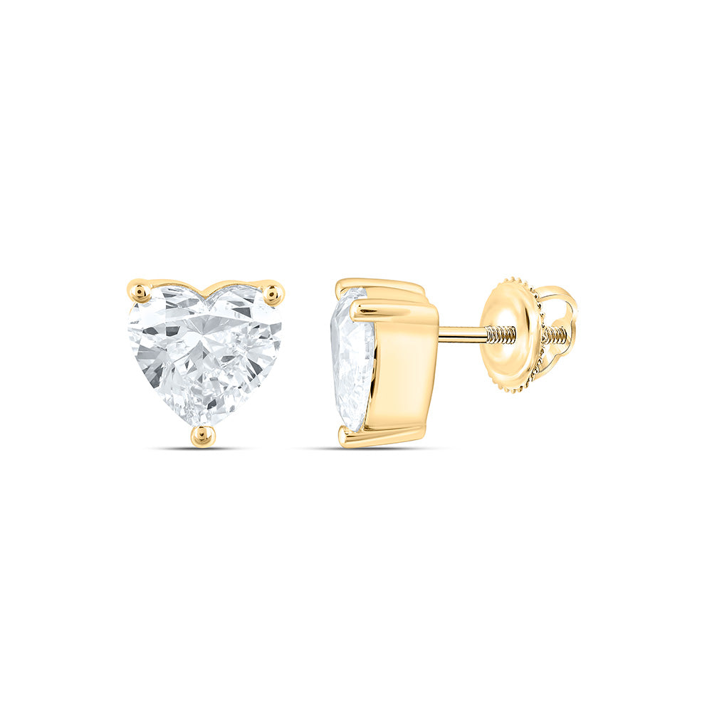 14K Yellow Or White Gold 2 Cttw Lab Grown Diamond Heart Solitaire Earring