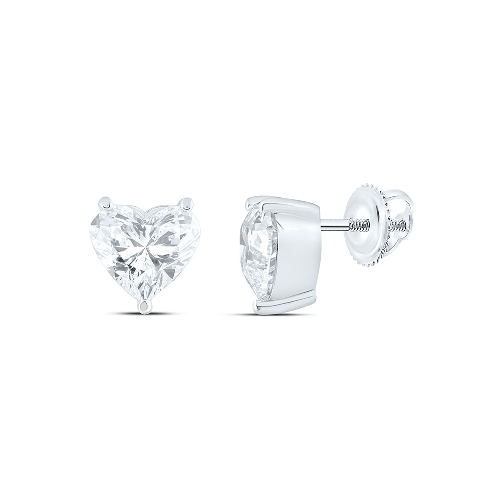14K Yellow Or White Gold 3 Cttw Lab Grown Diamond Heart Solitaire Earring