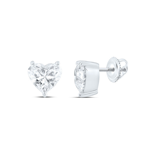 14K Yellow Or White Gold 3 Cttw Lab Grown Diamond Heart Solitaire Earring