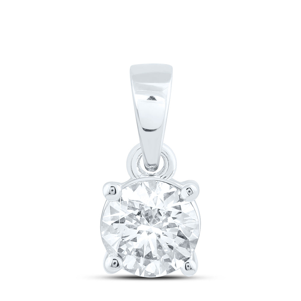 14K Yellow Or White Gold 1/4 Cttw Lab Grown Diamond Round Solitaire Pendant
