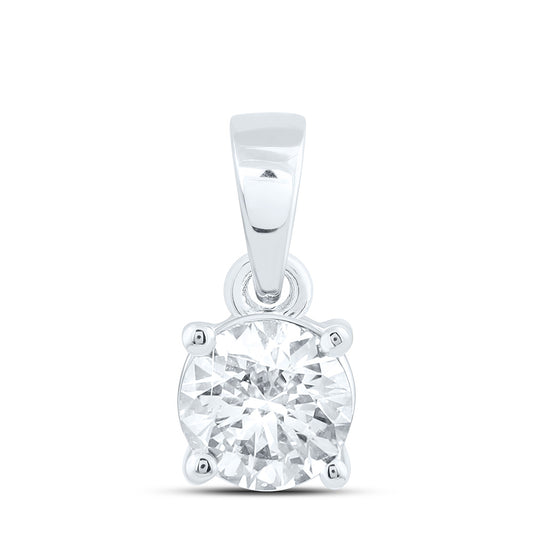 14K Yellow Or White Gold 1/4 Cttw Lab Grown Diamond Round Solitaire Pendant