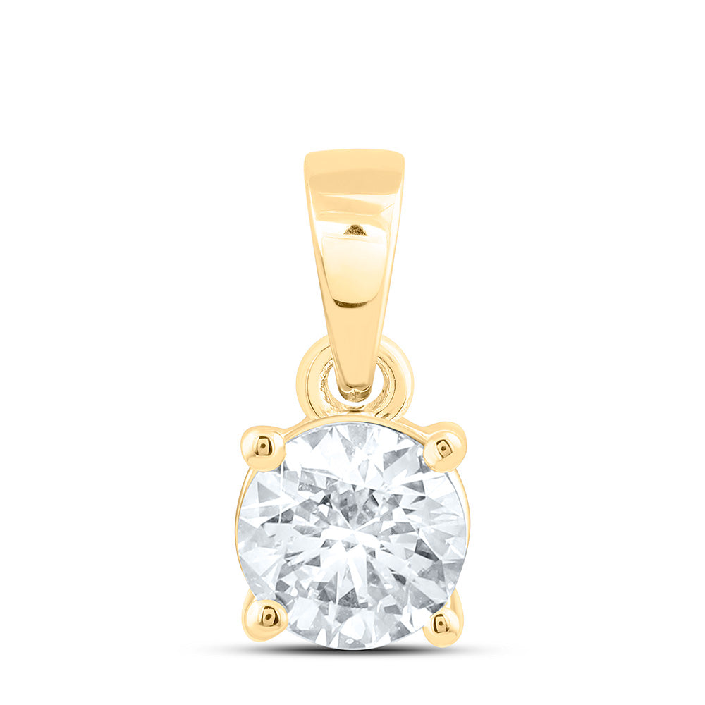 14K Yellow Or White Gold 1/4 Cttw Lab Grown Diamond Round Solitaire Pendant