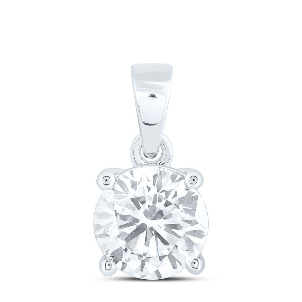 14K Yellow Or White Gold 1/2 Cttw Lab Grown Diamond Round Solitaire Pendant
