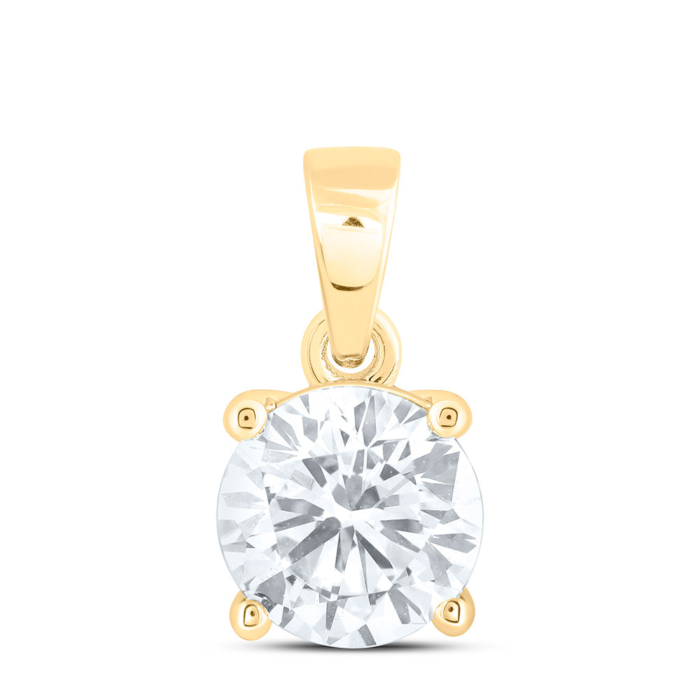 14K Yellow Or White Gold 1/2 Cttw Lab Grown Diamond Round Solitaire Pendant