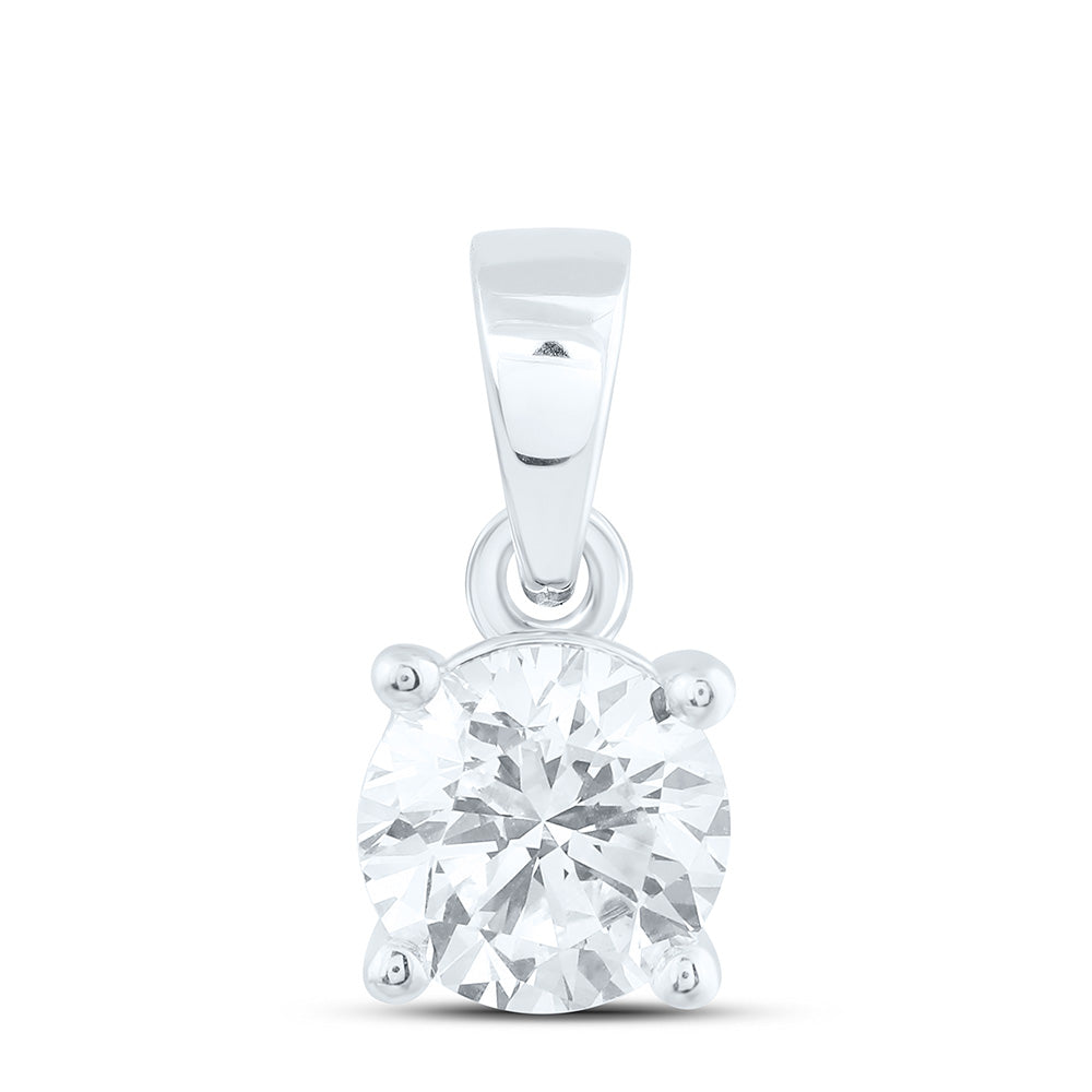 14K Yellow Or White Gold 3/4 Cttw Lab Grown Diamond Round Solitaire Pendant