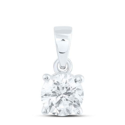 14K Yellow Or White Gold 3/4 Cttw Lab Grown Diamond Round Solitaire Pendant