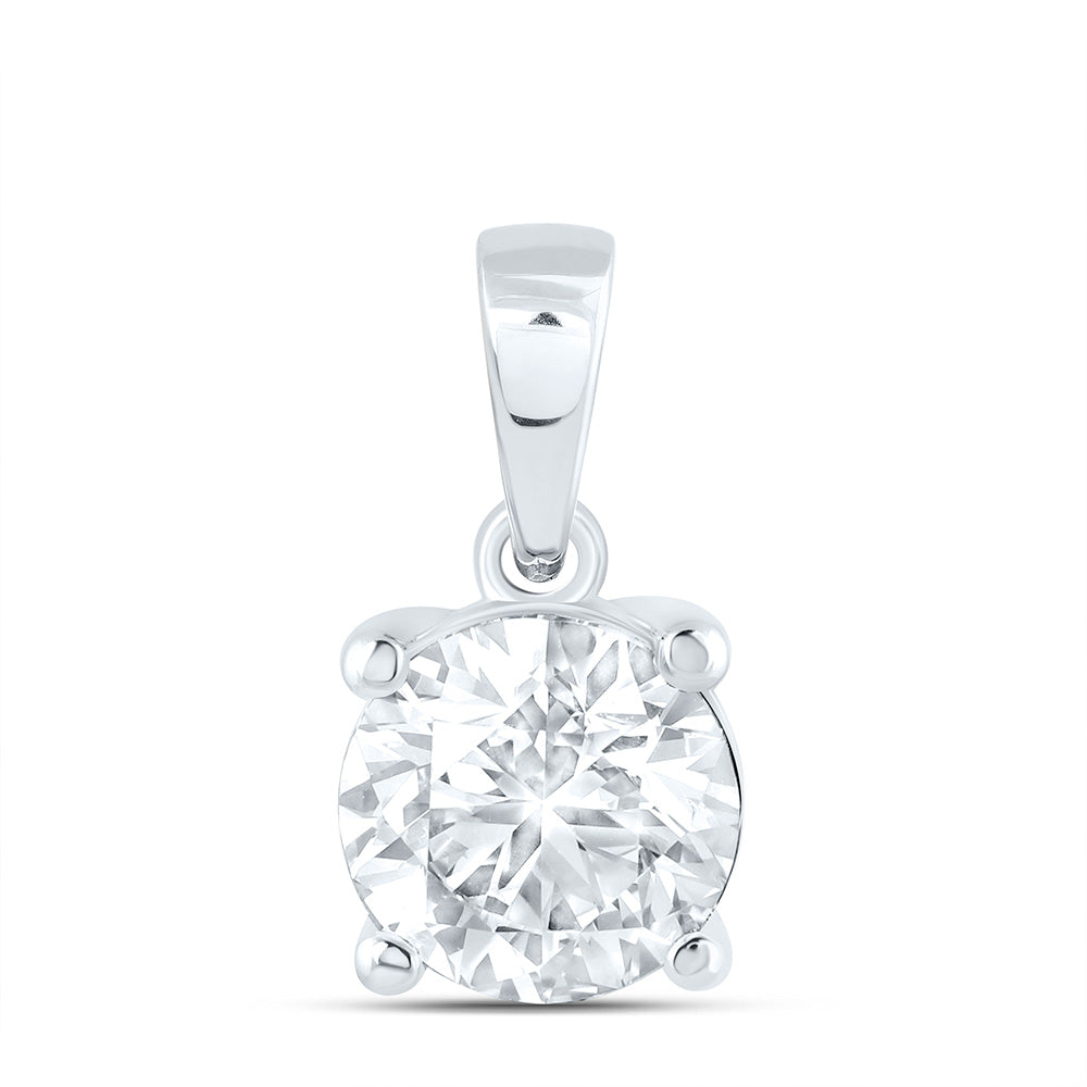 14K Yellow Or White Gold 1 Cttw Lab Grown Diamond Round Solitaire Pendant