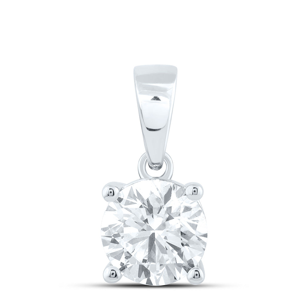 14K Yellow Or White Gold 1 1/2 Cttw Lab Grown Diamond Round Solitaire Pendant