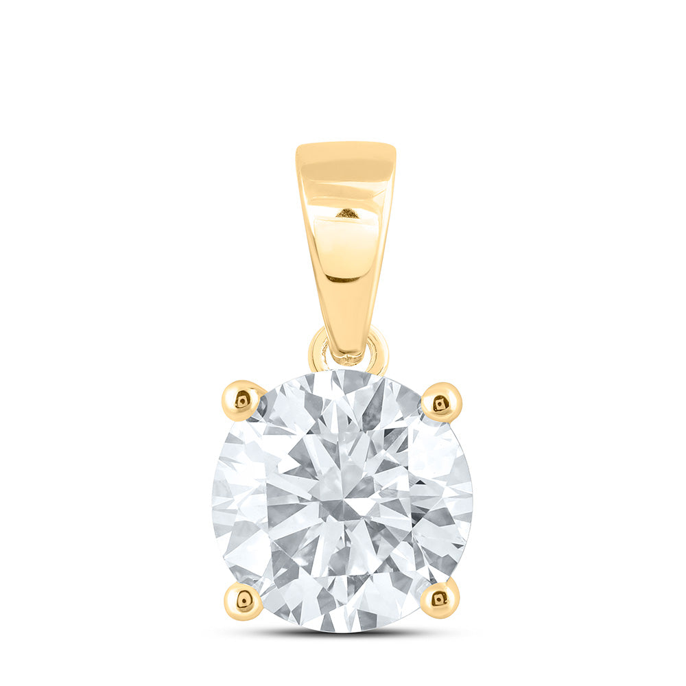 14K Yellow Or White Gold 2 Cttw Lab Grown Diamond Round Solitaire Pendant