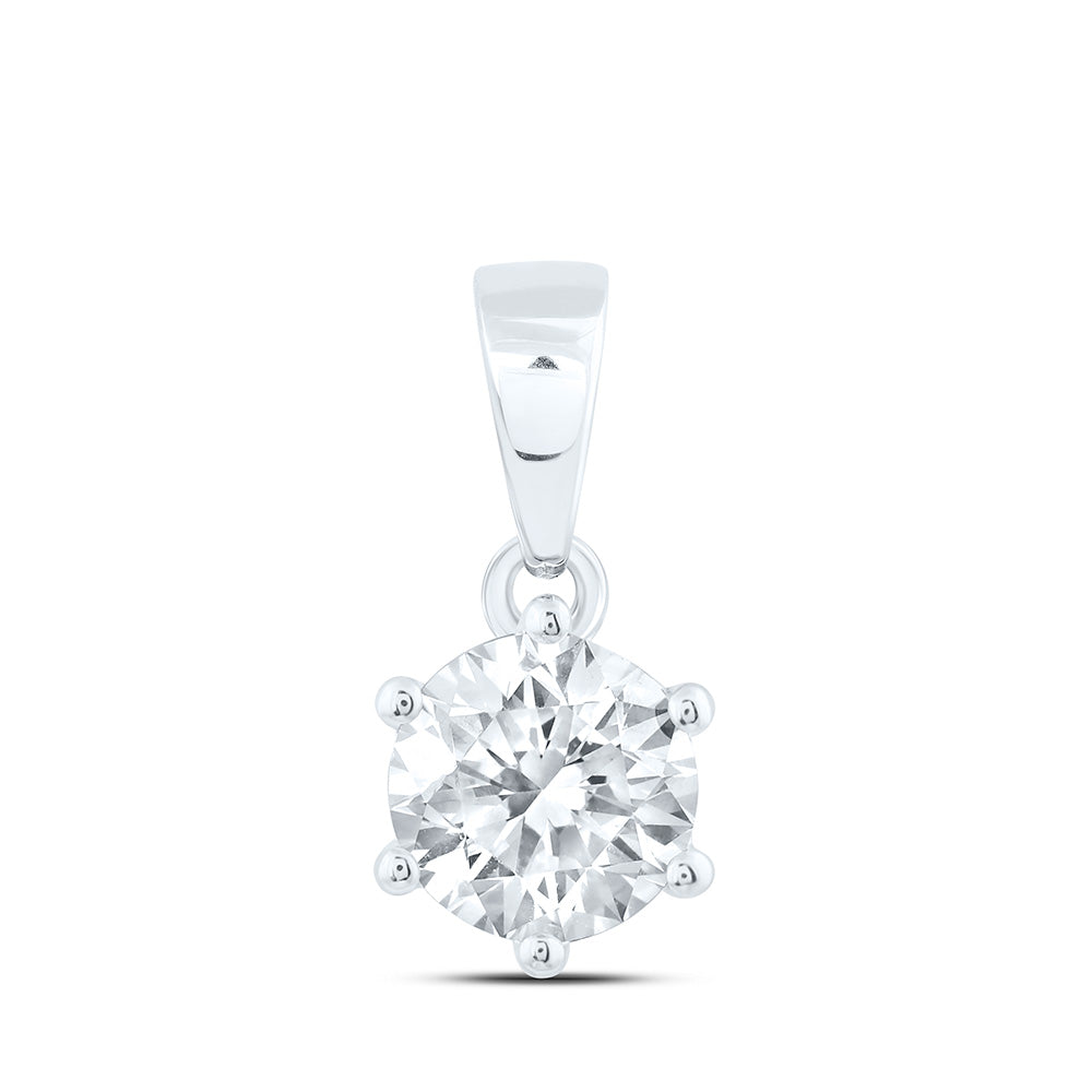 14K Yellow Or White Gold 1/4 Cttw Lab Grown Diamond Round Solitaire Pendant