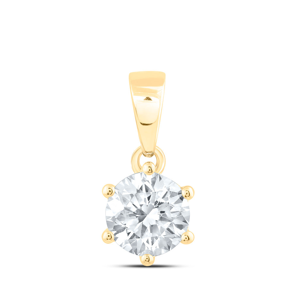 14K Yellow Or White Gold 1/4 Cttw Lab Grown Diamond Round Solitaire Pendant