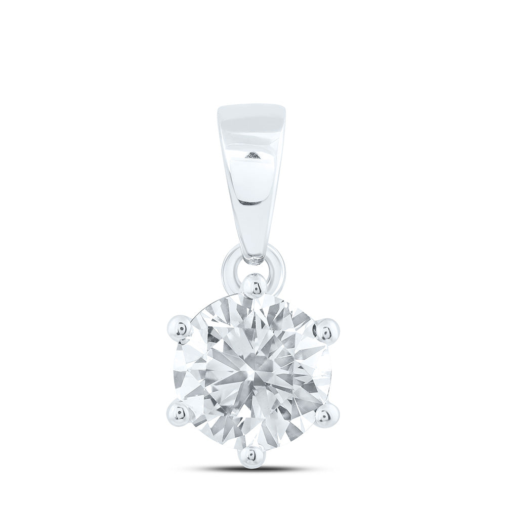 14K Yellow Or White Gold 1/2 Cttw Lab Grown Diamond Round Solitaire Pendant