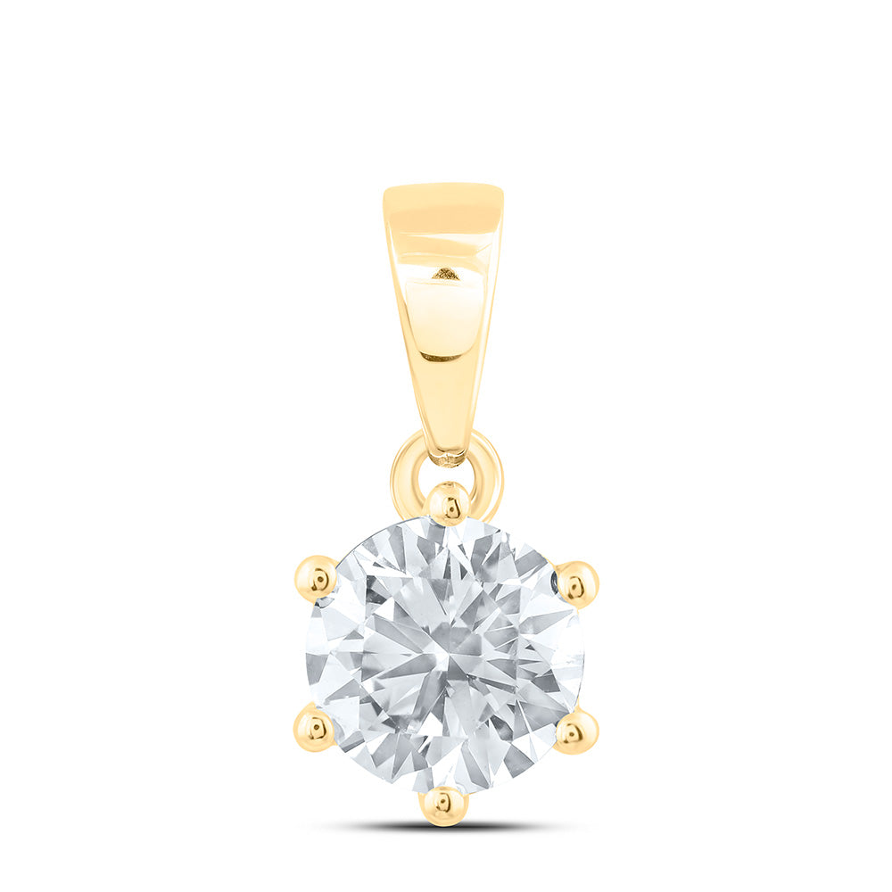 14K Yellow Or White Gold 1/2 Cttw Lab Grown Diamond Round Solitaire Pendant