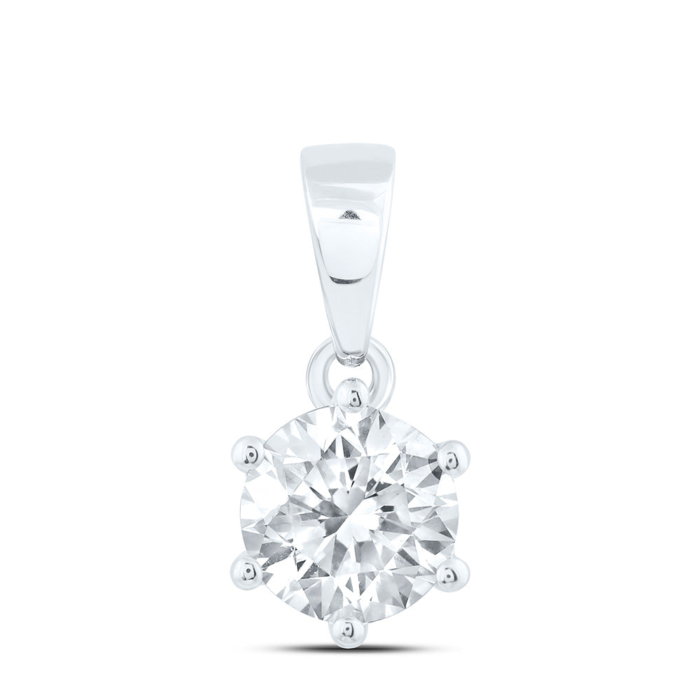 14K Yellow Or White Gold 3/4 Cttw Lab Grown Diamond Round Solitaire Pendant