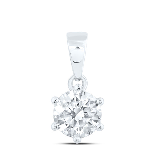 14K Yellow Or White Gold 3/4 Cttw Lab Grown Diamond Round Solitaire Pendant