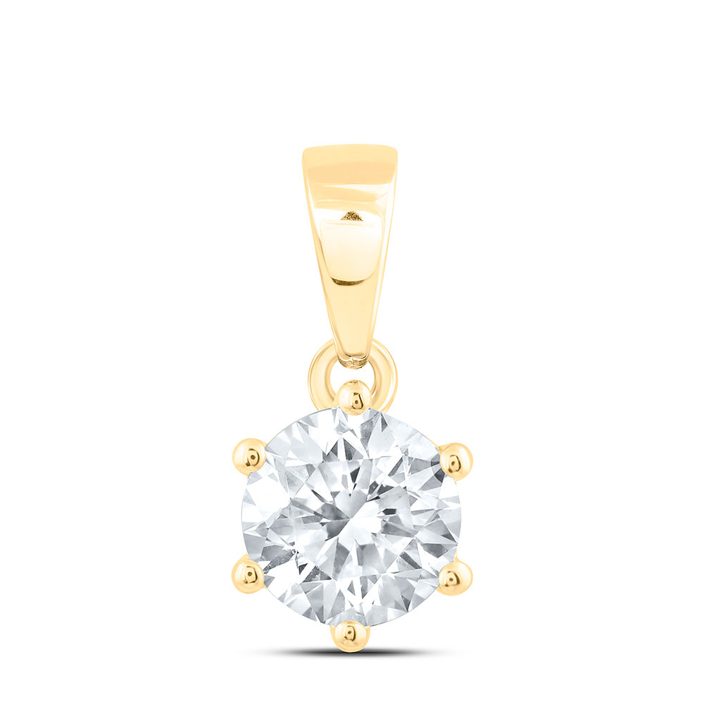 14K Yellow Or White Gold 3/4 Cttw Lab Grown Diamond Round Solitaire Pendant