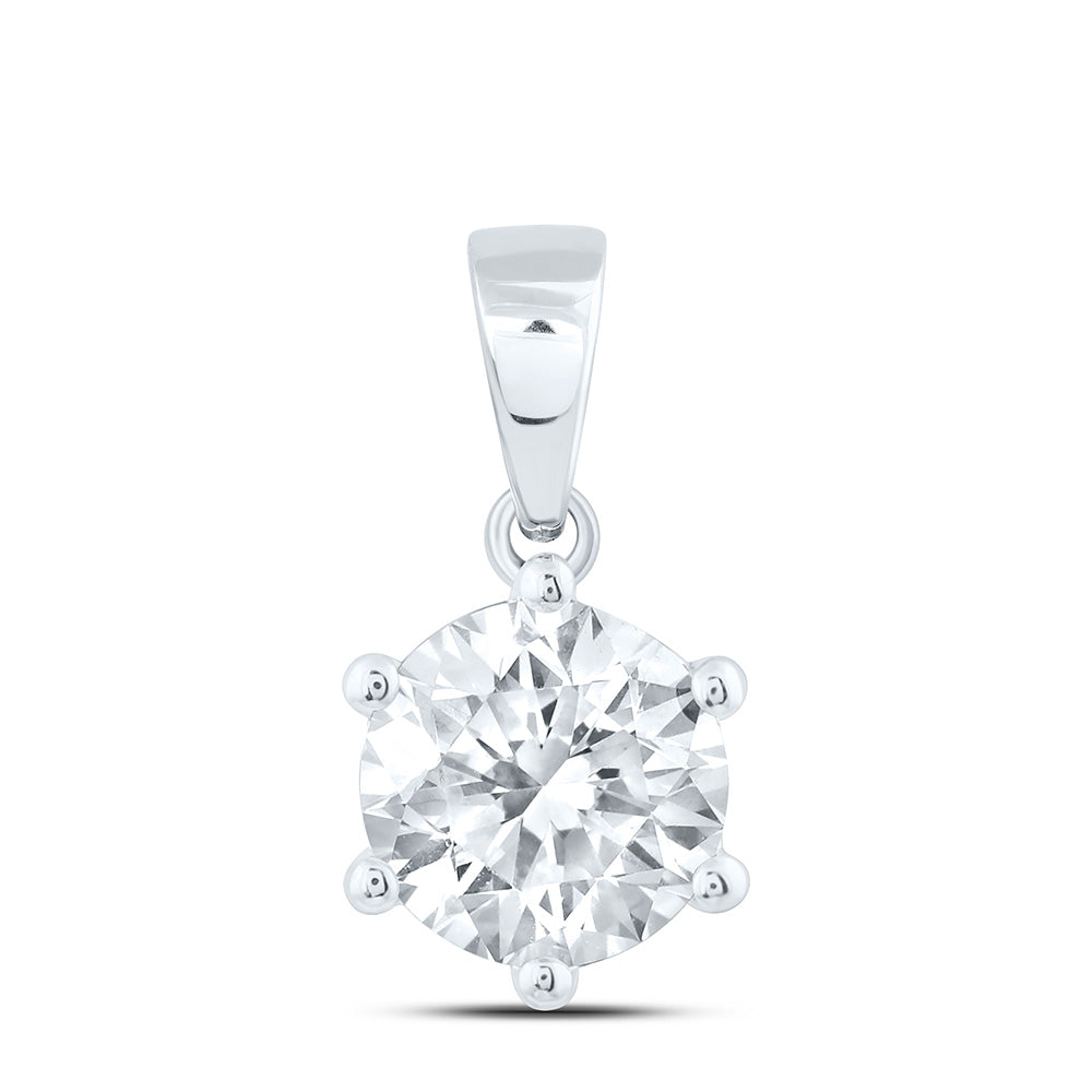 14K Yellow Or White Gold 1 Cttw Lab Grown Diamond Round Solitaire Pendant
