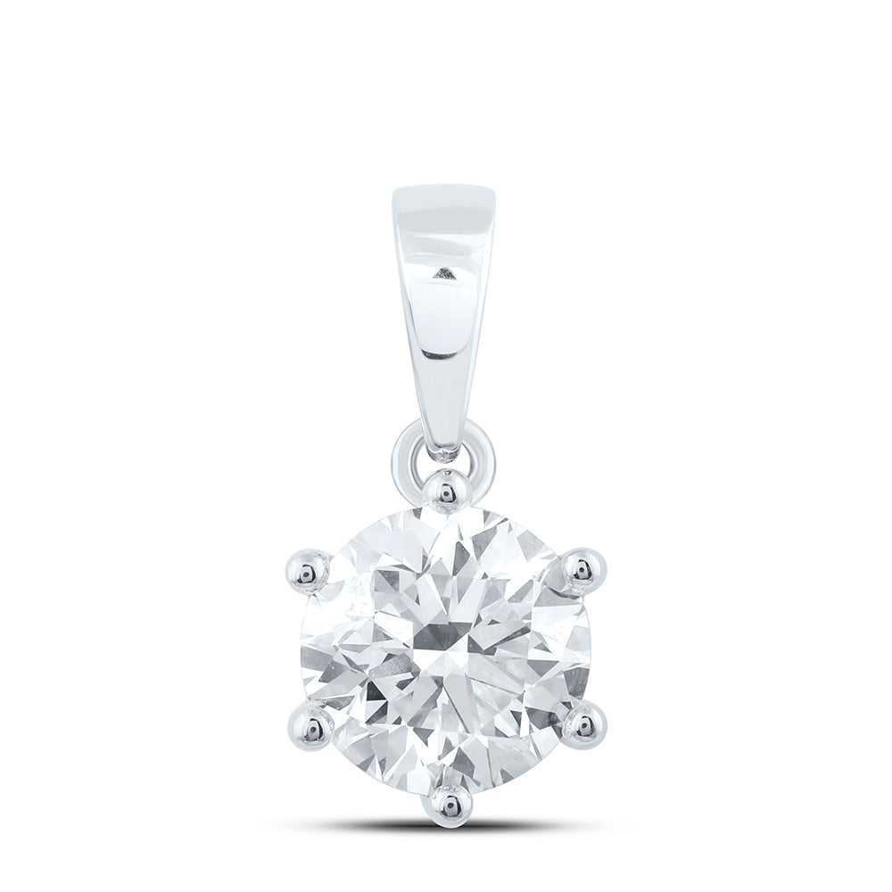 14K Yellow Or White Gold 1 1/2 Cttw Lab Grown Diamond Round Solitaire Pendant