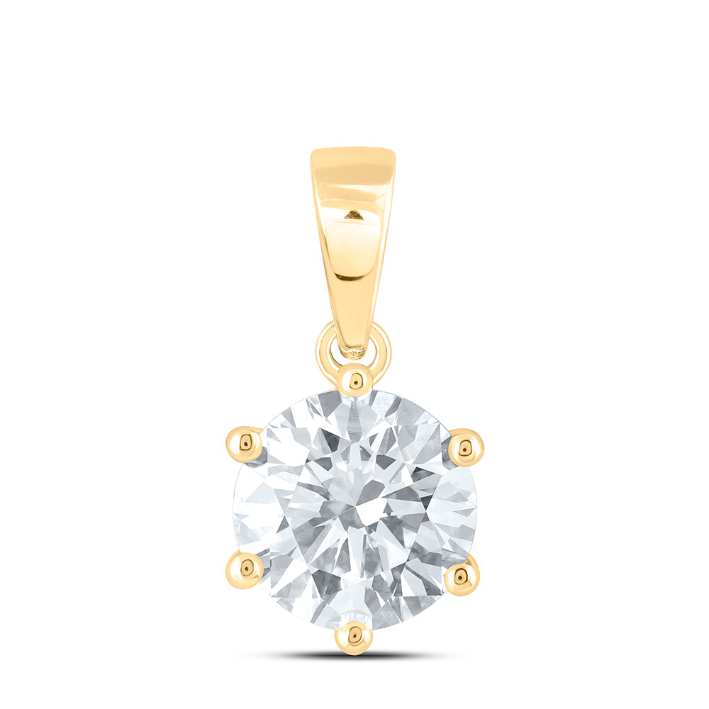 14K Yellow Or White Gold 2 Cttw Lab Grown Diamond Round Solitaire Pendant