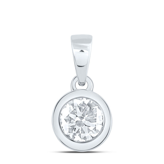 14K Yellow Or White Gold 1/4 Cttw Lab Grown Diamond Fashion Bezel Round Solitaire Pendant