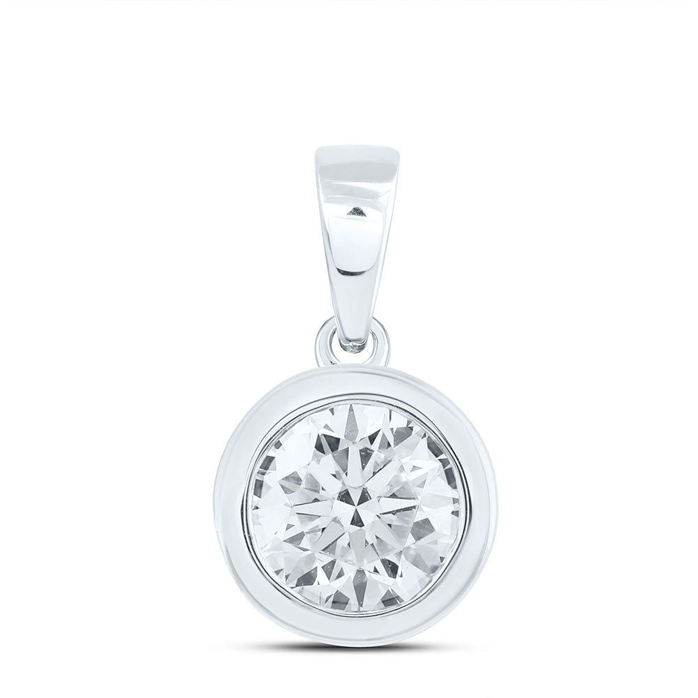 14K Yellow Or White Gold 1/2 Cttw Lab Grown Diamond Fashion Bezel Round Solitaire Pendant