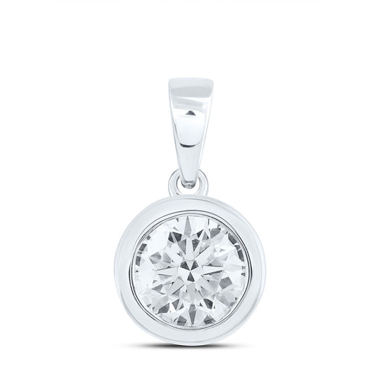 14K Yellow Or White Gold 1/2 Cttw Lab Grown Diamond Fashion Bezel Round Solitaire Pendant