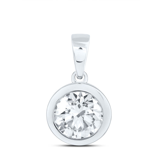14K Yellow Or White Gold 1 Cttw Lab Grown Diamond Fashion Bezel Round Solitaire Pendant