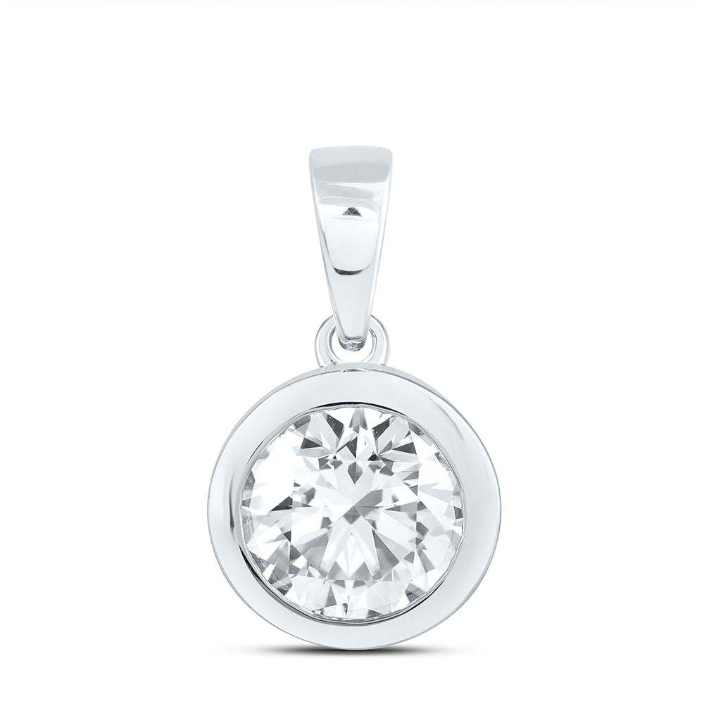 14K Yellow Or White Gold 1 1/2 Cttw Lab Grown Diamond Fashion Bezel Round Solitaire Pendant