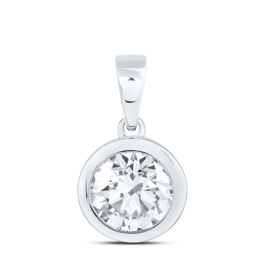 14K Yellow Or White Gold 1 1/2 Cttw Lab Grown Diamond Fashion Bezel Round Solitaire Pendant