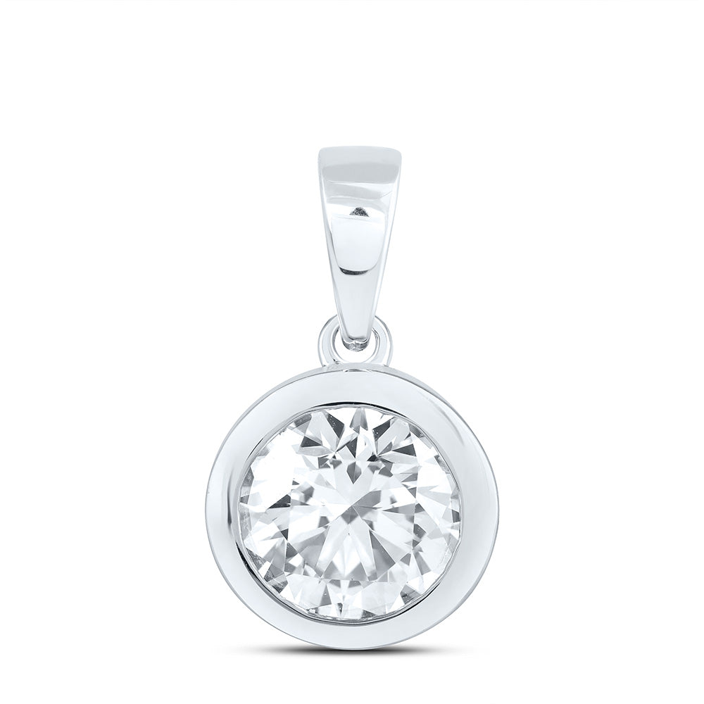 14K Yellow Or White Gold 2 Cttw Lab Grown Diamond Fashion Bezel Round Solitaire Pendant