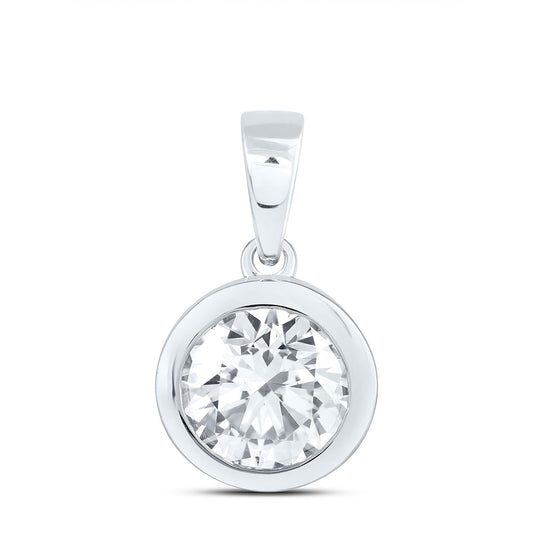 14K Yellow Or White Gold 2 Cttw Lab Grown Diamond Fashion Bezel Round Solitaire Pendant