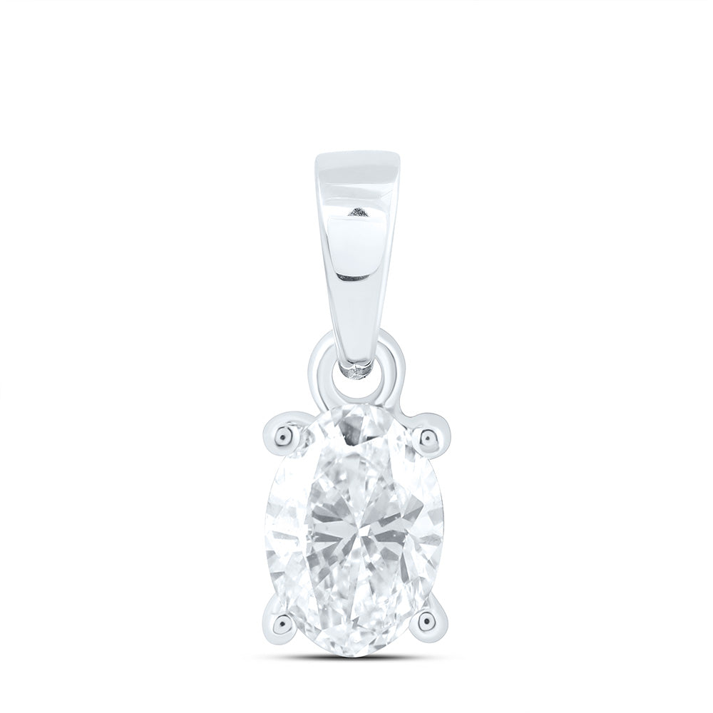 14K Yellow Or White Gold Lab Grown Diamond Oval Solitaire Pendant