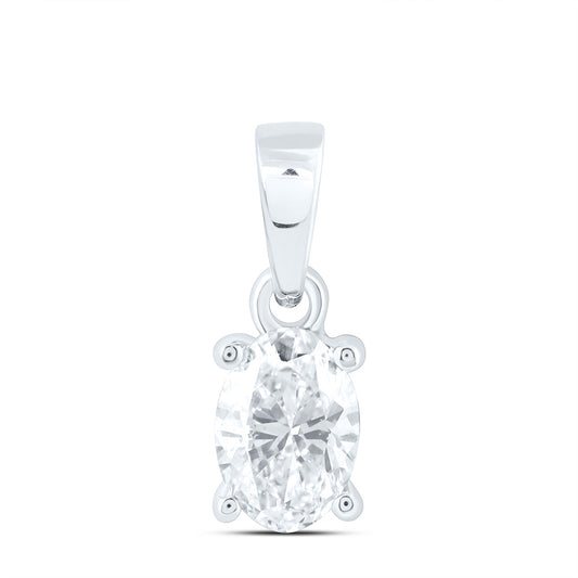 14K Yellow Or White Gold Lab Grown Diamond Oval Solitaire Pendant