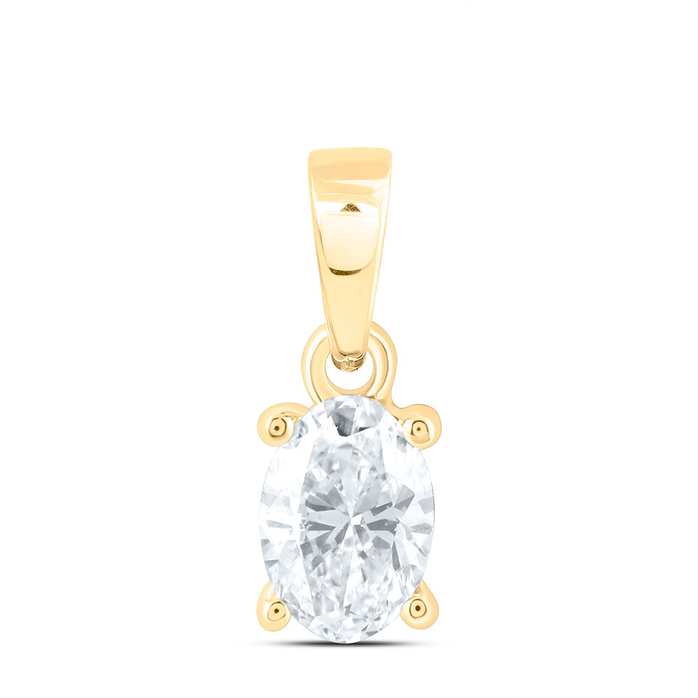 14K Yellow Or White Gold Lab Grown Diamond Oval Solitaire Pendant