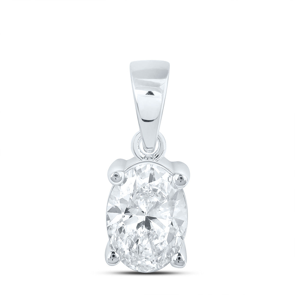 14K Yellow Or White Gold Lab Grown Diamond Oval Solitaire Pendant