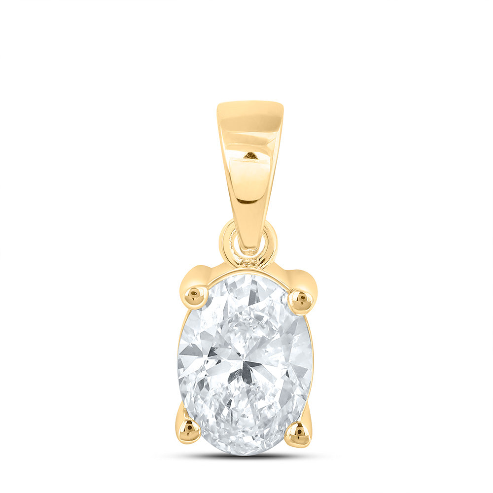14K Yellow Or White Gold Lab Grown Diamond Oval Solitaire Pendant