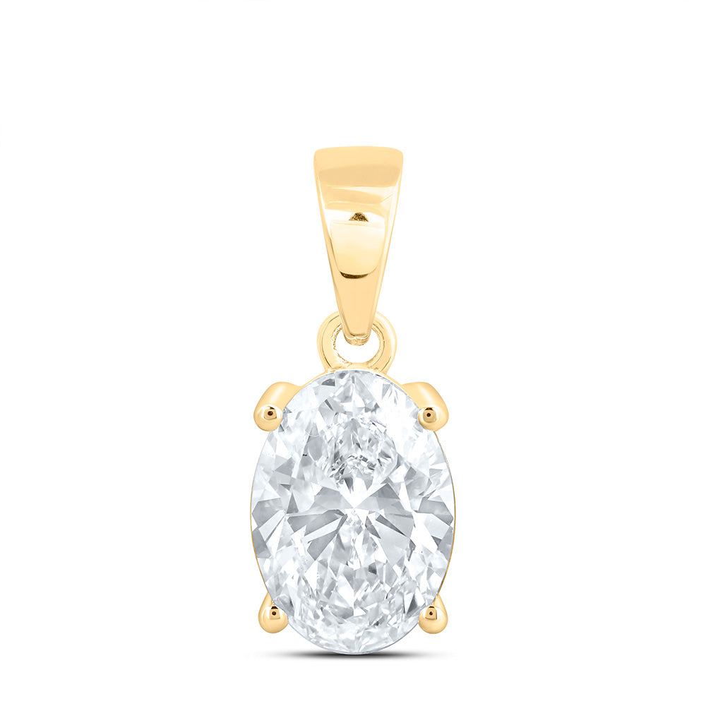 14K Yellow Or White Gold Lab Grown Diamond Oval Solitaire Pendant