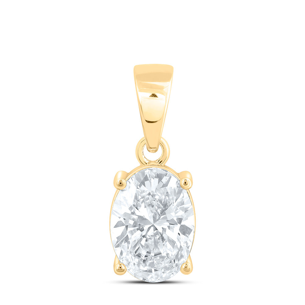 14K Yellow Or White Gold Lab Grown Diamond Oval Solitaire Pendant